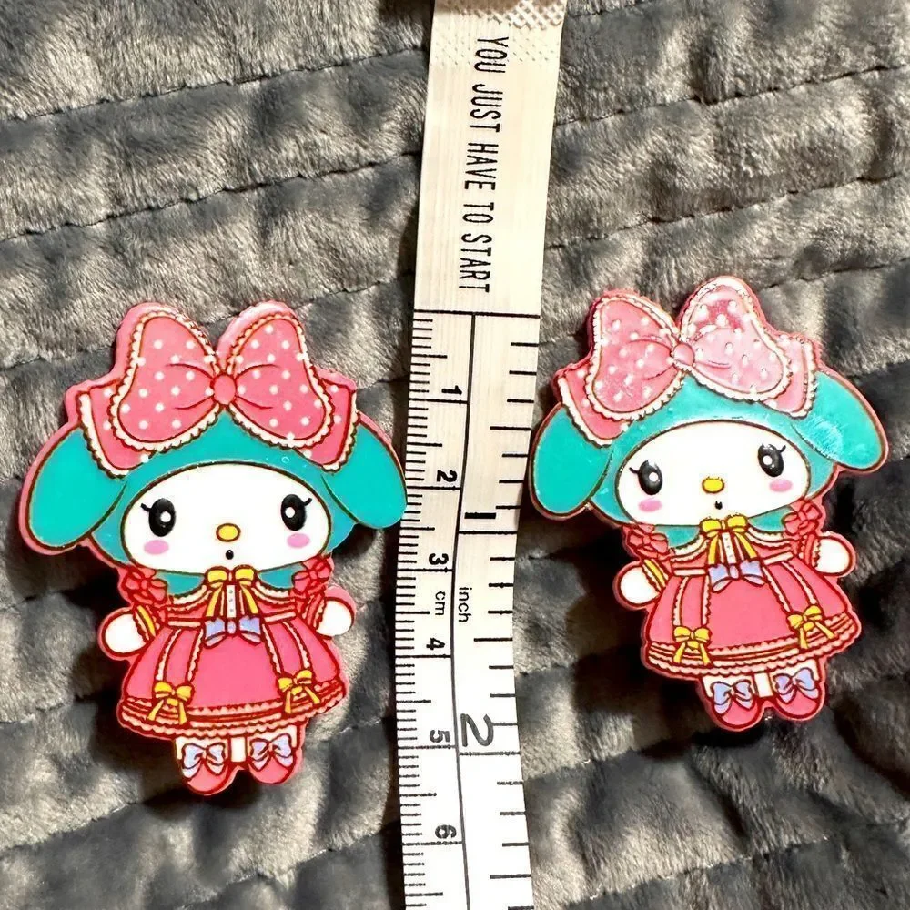 My Melody Hair Clips 2 Pcs – Cute Sanrio Acrylic Barrettes with Pink Bow